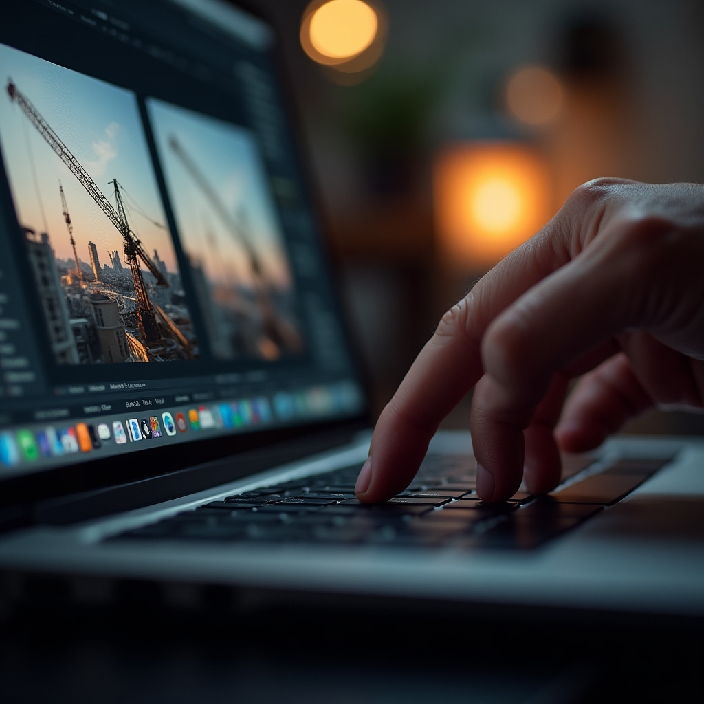 Close-up of photo editing software on screen during post-processing workflow session